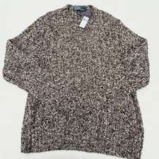 Polo Ralph Lauren Mens XL Brown Marled Cotton Chunky Knit Sweater NWT