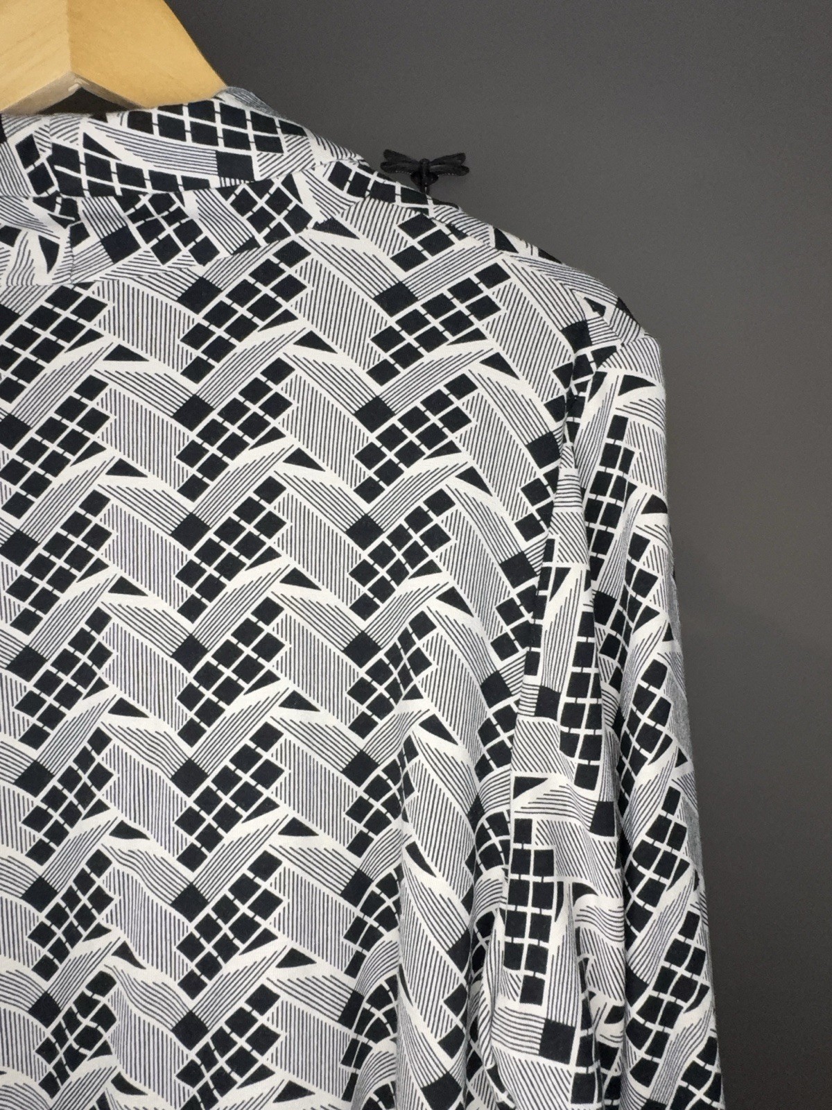 M&S Cropped Waterfall Blazer Jacket | Ivory & Black Geometric Print | Size 20 image 4