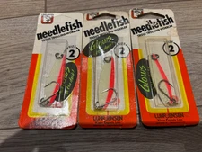 3 Luhr Jensen Needlefish Discontinued Pre Rapala Size 2 Glow Fluorescent Red 2in