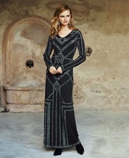 NWT Peruvian Connection Normandie Dress Small Charcoal Silver Pima Cotton Maxi