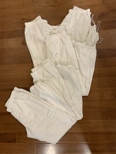 White Nursing Scrub Pants Lot 5 Sz M Cherokee Elastic Waist Pockets Cord Hem