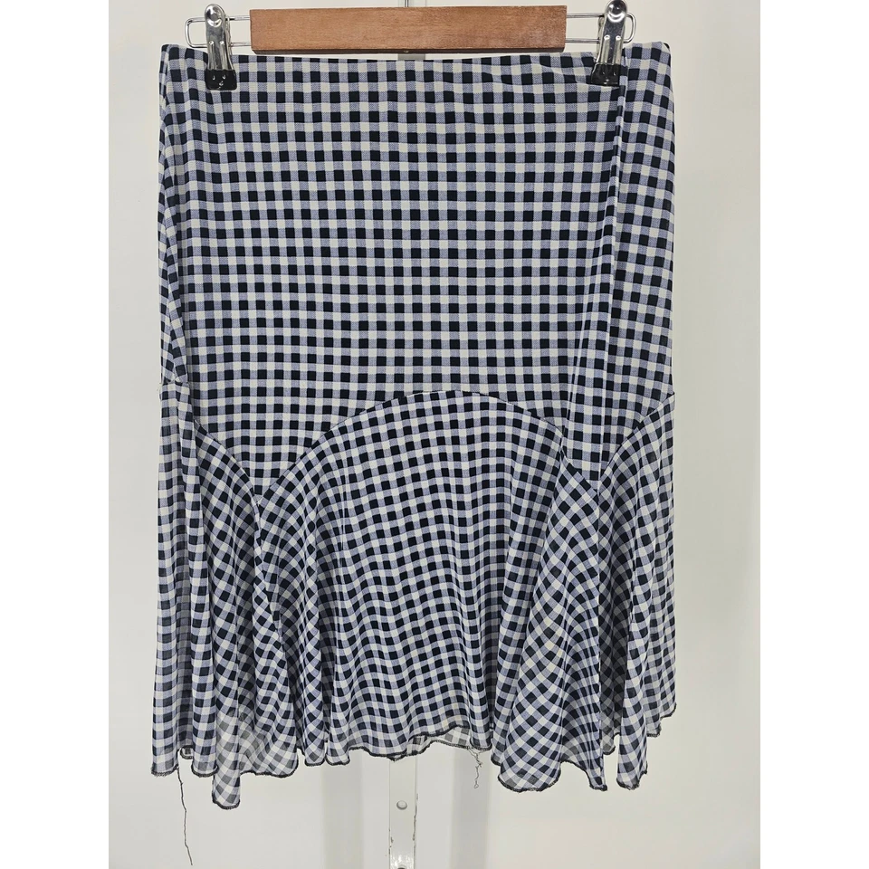 Falda de guinga John Paul Richard para mujer talla S hasta la rodilla Y2K azul blanco preppy Foto 4 de 4