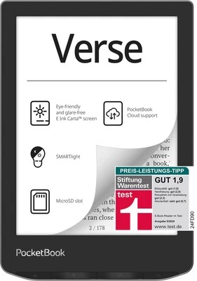 PocketBook Verse Grey 8 GB eBook-Reader 6" DACH-Version eINK Touch USB-C Wi-Fi