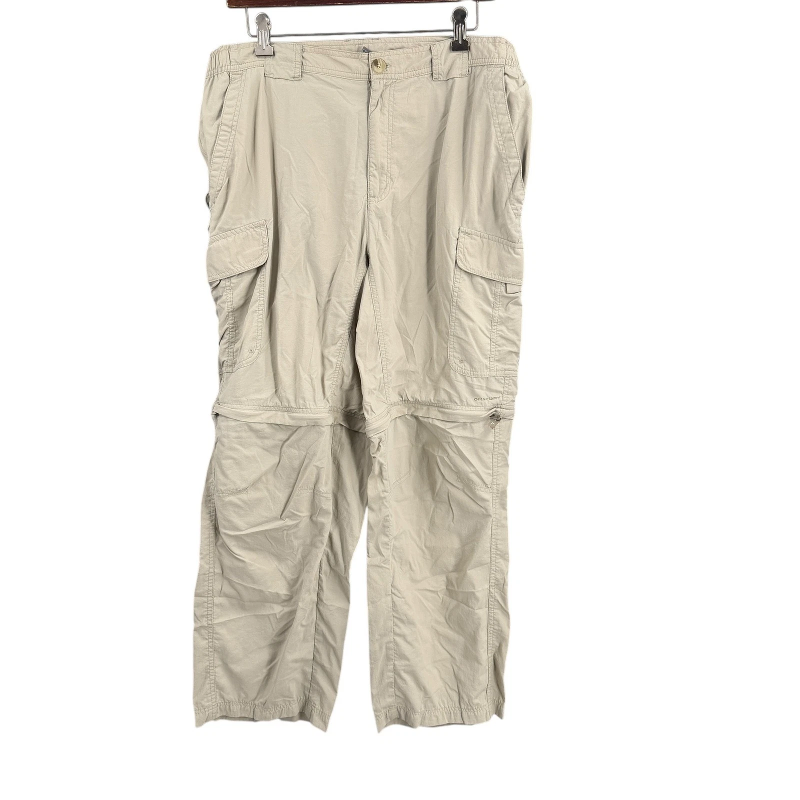 Columbia Titanium Mens Large Zip Off Convertible Cargo Pants Tan Travel Hiking