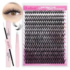 FADLASH DIY Lash Extension Kit Individual Lashes Cluster D 12-18mm, black 