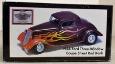 Harley Davidson 1934 Ford Three-window Coupe Street Rod Bank 124 Die-cast