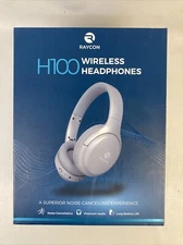 Raycon RBH8100 Wireless Noise-Cancelling Over-the-Ear Headphones Silver EUC
