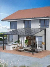 12'x14' Outdoor Lean to Gazebo Large Patio Pergola Hard Top Wall Pergola Awning