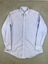 Brooks Brothers Shirt Mens 16-4/5 Blue Striped Button Down Long Sleeve Collared