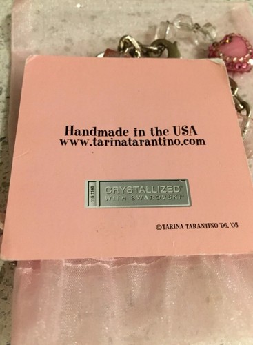 SALE*RARE AUTH TARINA TARINTINO SPORT LUCITE-PINK SWAROVSKI HEART CHARM BRACELET - Picture 7 of 9