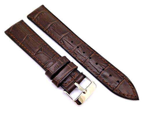 Watch Strap Brown Waterproof 20mm with Rubber + Leather Crocodile Embossing / 26 - Picture 2 of 6