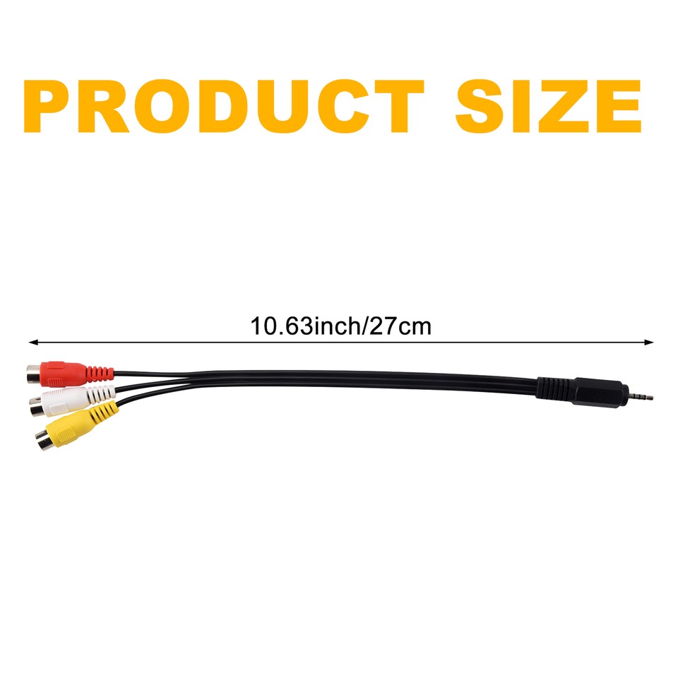 2.5mm AV Male to 3RCA Female M/F Audio Video Cable Stereo Jack