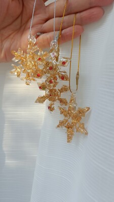   12 Stck. Baumdekoration Handarbeit Gold Weihnachten   
