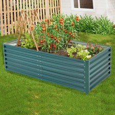 Garden Metal Raised Vegetable Planter Outdoor Flower Trough Herb Grow Bed Box