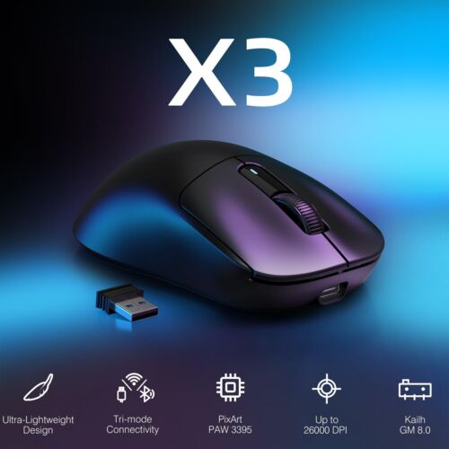 Mouse da gioco leggero wireless 26000 DPI 3 modalità con mouse antiscivolo per PC - Foto 10 di 70