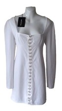 Womans Dress Prettylittlething white bodycon long sleeves brand new size 14