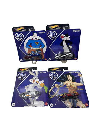 HOT WHEELS Warner Bros Character Cars 2023 Set Of 4 Bugs Super Man Sylvester WW