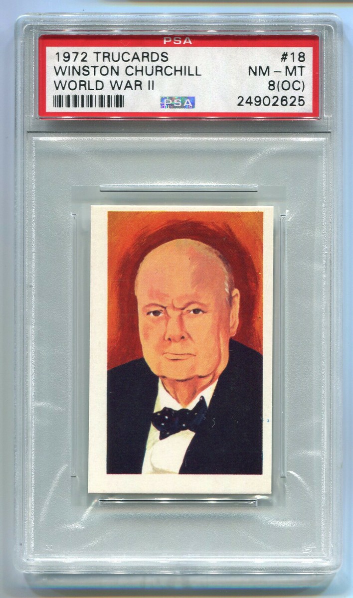 1972 1970 Trucards World War II 18 Winston Churchill card PSA 8 OC
