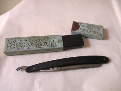 Vintage Rasiermesser Rasur Rodger'S Star & Cross Razor Sheffield Stahl F