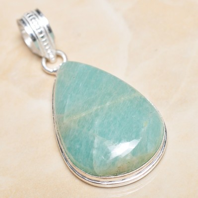 Pendentif En Argent 925 Avec Aquamarine Et Amazonite – Pièce Artisanale Unique, 2 Pouces