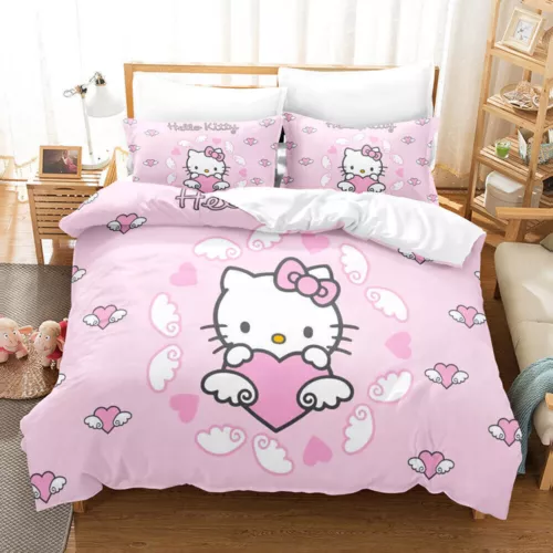 Hello@Kitty Set Biancheria da Letto Bambini Donna Ragazze Camera #Copripiumino Federa Set UK - Foto 9 di 47