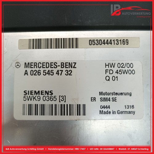 MERCEDES BENZ C-KLASSE W203 C180 Steuergerät Motor SATZ A0265454732 SIEMENS - Picture 4 of 7