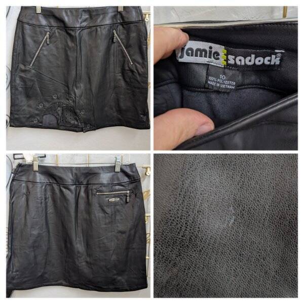 Black Jamie Sadock Faux Leather Skirt Size 10 for Golf Tennis Pickleball $129