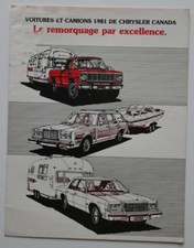 CHRYSLER Remorquage 1981 dealer brochure - French - Canada - ST501000918