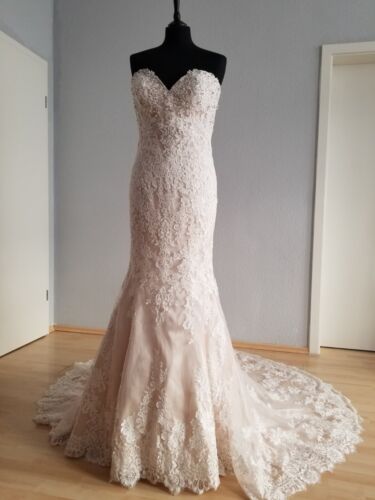 Brautkleid Hochzeitskleid Knopfleiste Boho Vintage Spitze, Fit + Flare Gr 10 - Bild 20 von 24