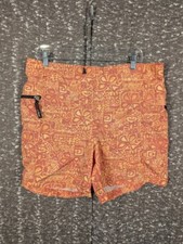 Vintage L.L. Bean Orange Hawaiian Swim Truck Shorts With Zip Pockets