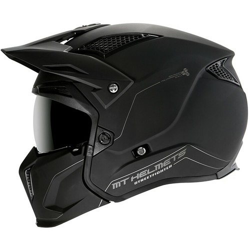 CASCO JET TRIAL CROSSOVER MENTONIERA ESTRAIBILE MT HELMETS STREETFIGHTER  NERO | eBay