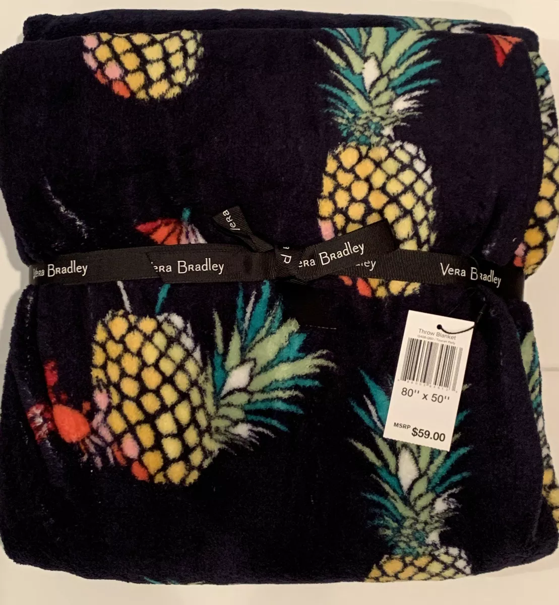 Vera Bradley Plush Throw Blanket Toucan Party Pattern Pineapple 80