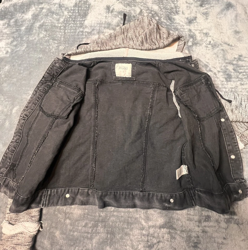 Mudd черный с капюшоном Demi состаренный куртка девочек размер маленький черный и серый - Изображение 3 из 4
