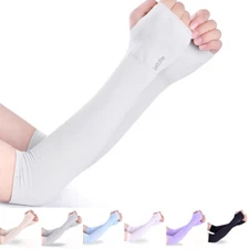 Long Gloves Sun UV Protection Hand Cover Arm Sleeves Outdoor Half Finger Sleeve↕