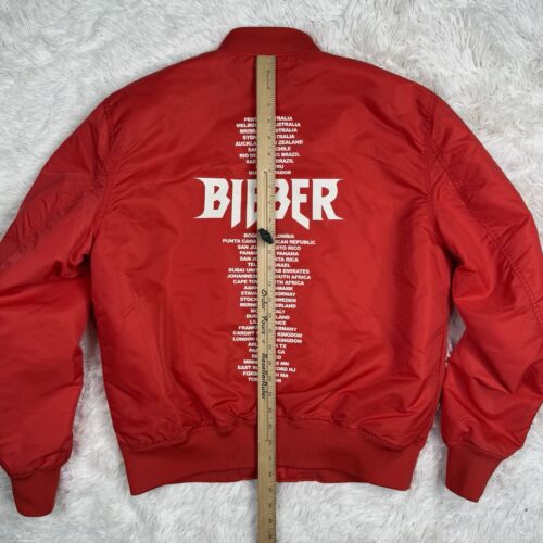 Giacca Justin Bieber Small Purpose Stadium 2017 Red Tour Team Bomber con bottoni - Foto 13 di 13