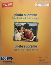 Staples Photo Supreme Paper, 8 1/2" x 11", Double Sided Matte