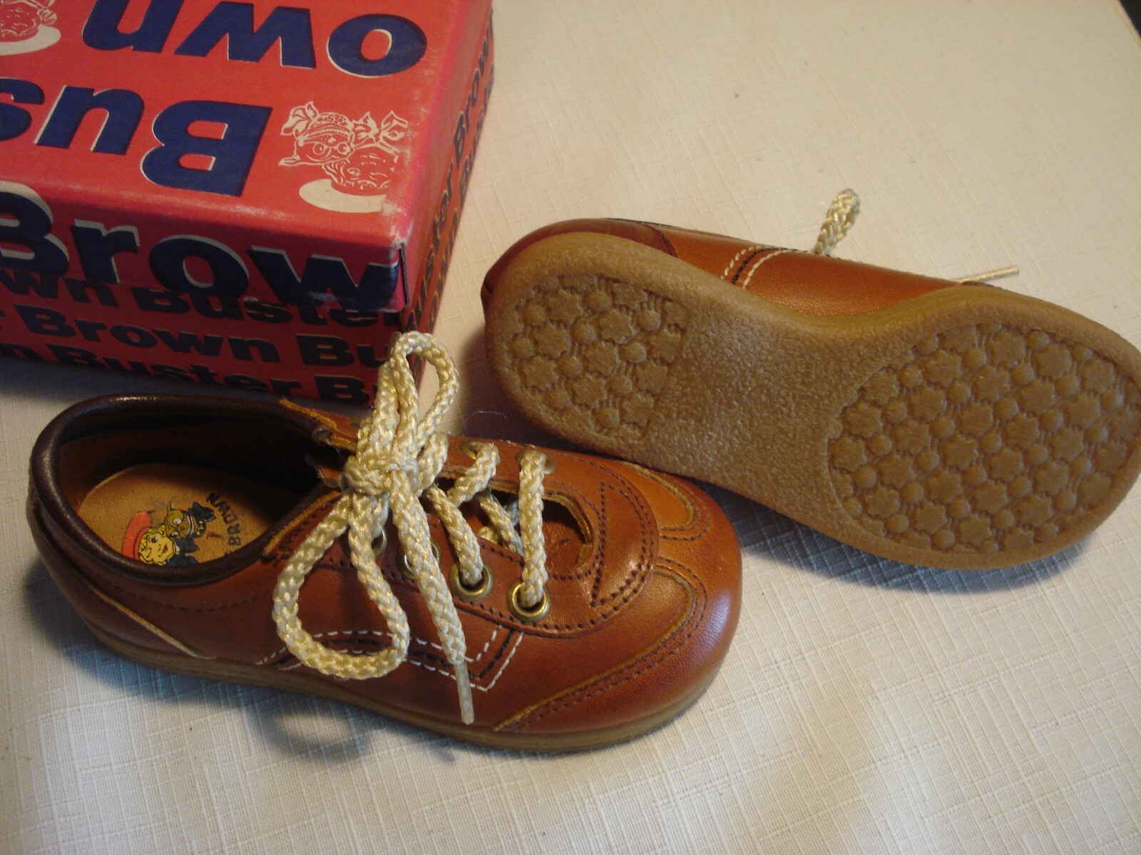 Vintage Buster Brown "Kara" Leather Girl Shoes Tan C… Gem