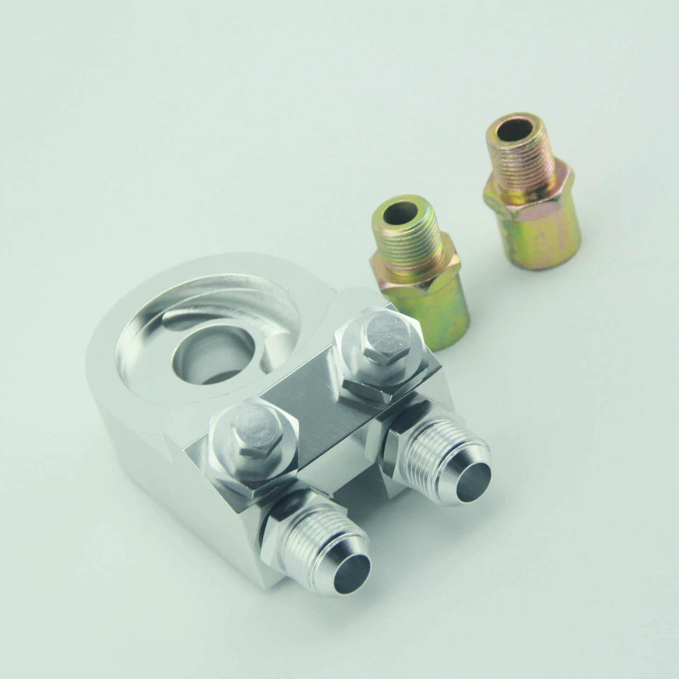 Kit adaptador de placa de rosca prata para realocação de filtro de óleo Ford Chevrolet AN-10AN ajuste - Imagem 2 de 4