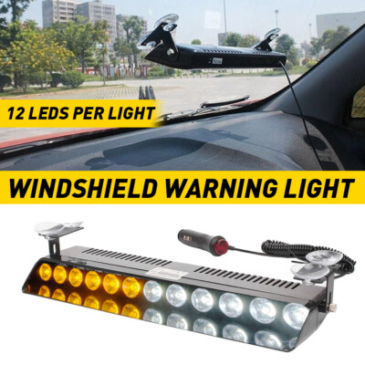 12LED Strobe Flash Light Emergency Warning Dashboard Interior Windshield Light F