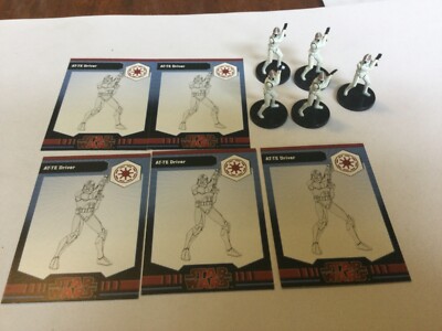 5 x ATTE pilot Star Wars Miniatures + Stat Card