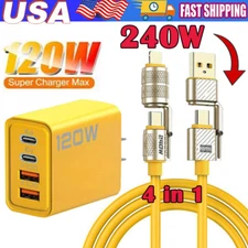 240W USB PD, 4-in-1 Super Fast Charging Data Cable For Motorola Moto G Stylus 5G