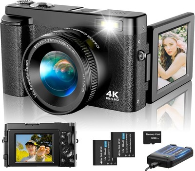Capture Every Moment: 4K Digital Vlogging Camera with 180° Articulating Screen