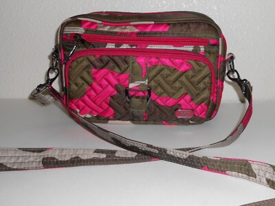 Lug Carousel Camouflage Camo Pink Brown Print Crossbody Shoulder or Belt  Bag
