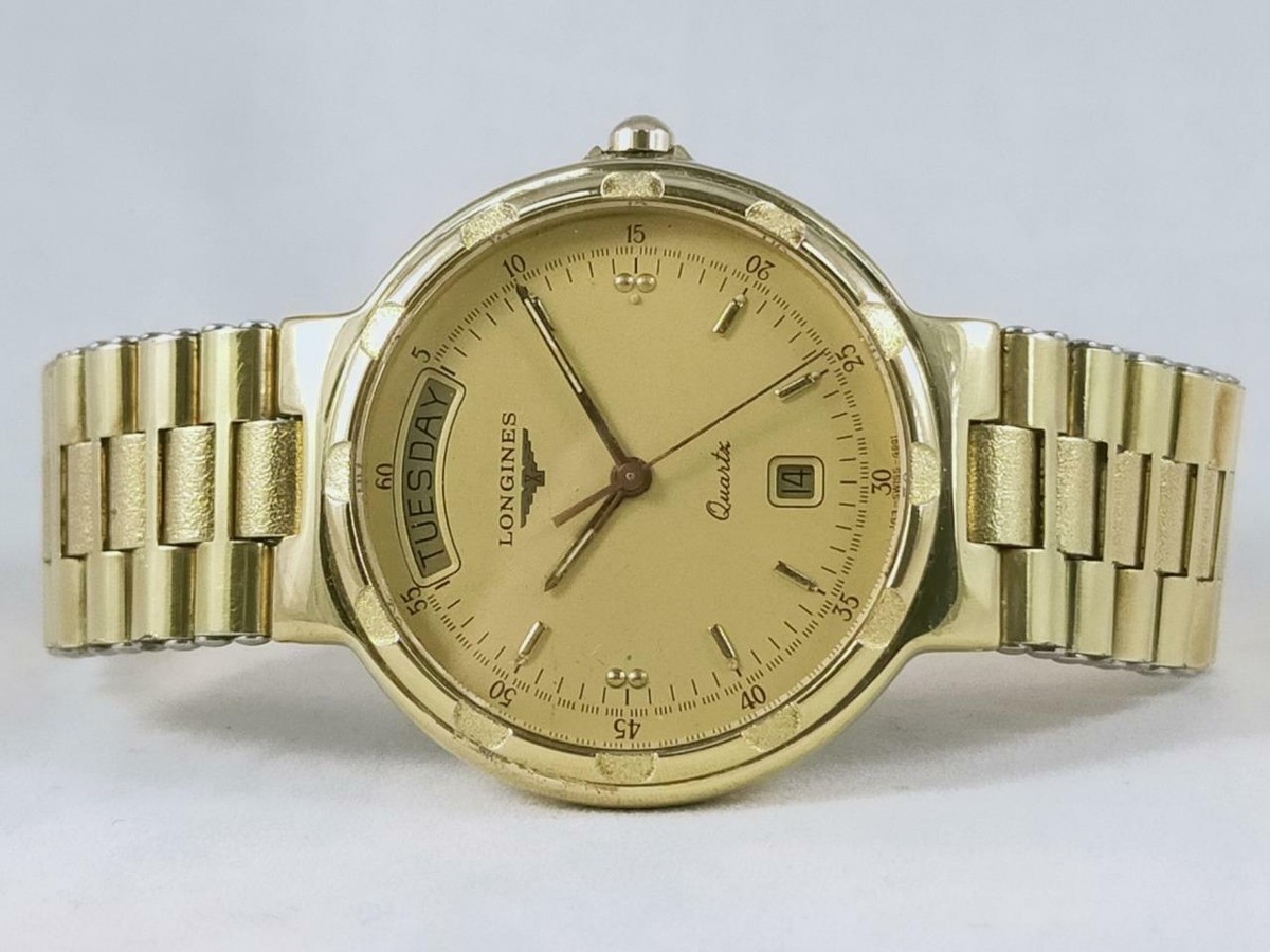 Authentic Longines Conquest Men's Gold Plated Day-Date Swiss
