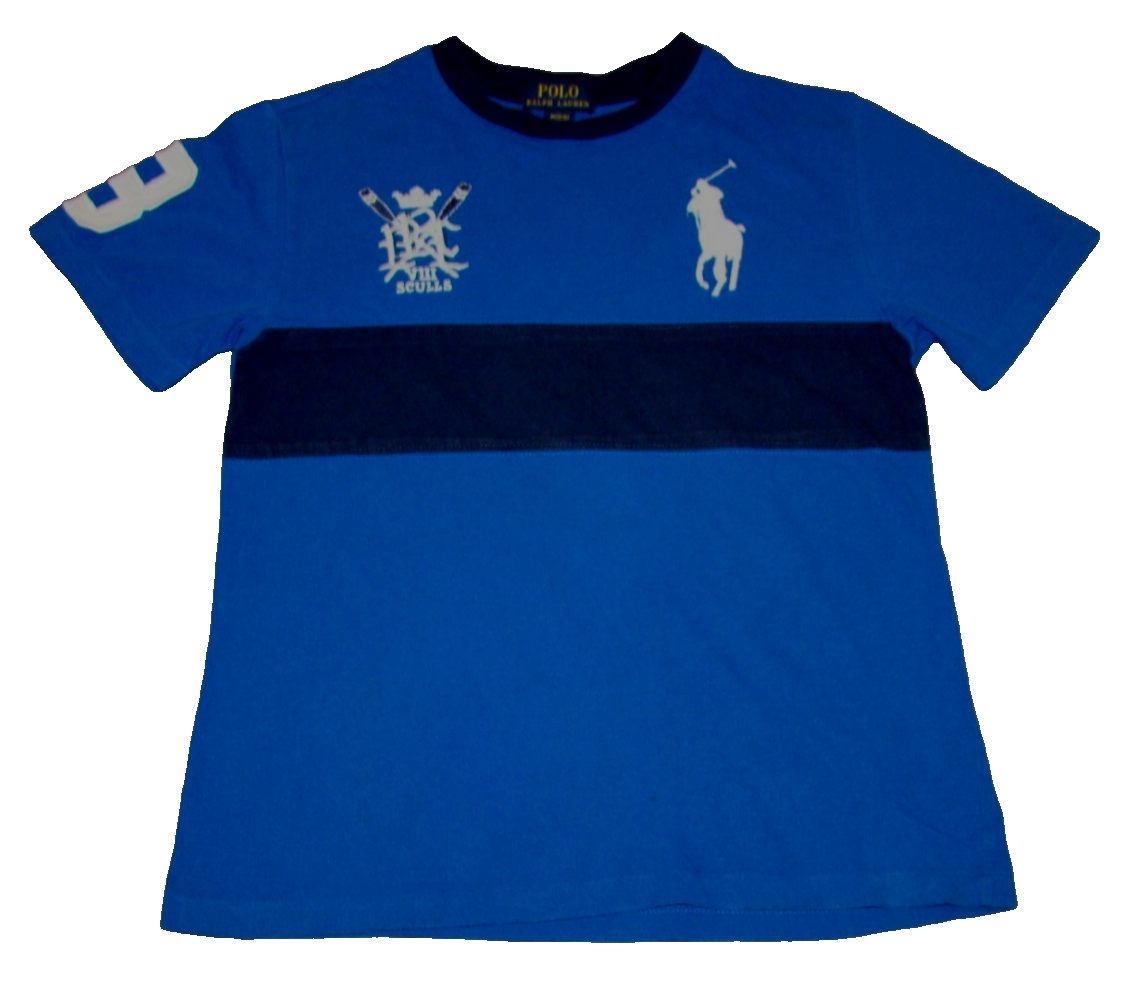 FILA Polo Ralph Lauren ragazzo M 10 12 canottaggio teschi VIII crest maglietta manica corta