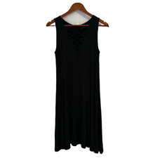Cable & Gauge Dress Women S Black Cutout Midi Flowy Pull On Cottage Preppy Beach