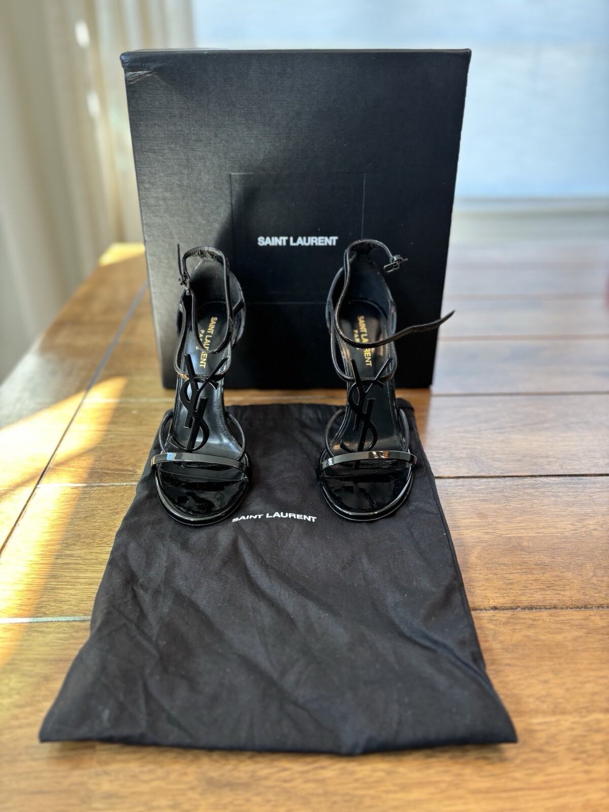 Sandali alla caviglia Saint Laurent Opyum Patent taglia 38