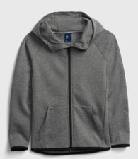 GapFit Kids Fit Tech Hoodie, Med 8 , Reflect Detail, NWT, Gray Heather, Free Sh