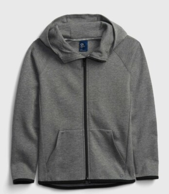 GapFit Kids Fit Tech Hoodie, Med (8), Reflect Detail, NWT, Gray Heather, Free Sh
