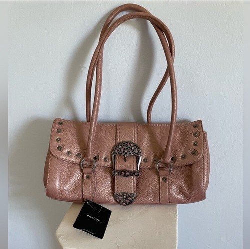 Brand New with Tags PRAGUE Dusty Rose Pink Leather Bag with Crystals Shoulder - Picture 4 of 14